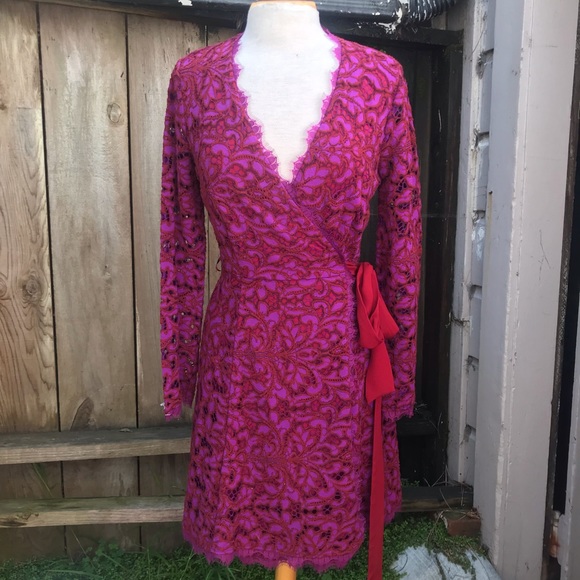 Diane Von furstenberg lace wrap dress Sz 10 EUC - Picture 4 of 9